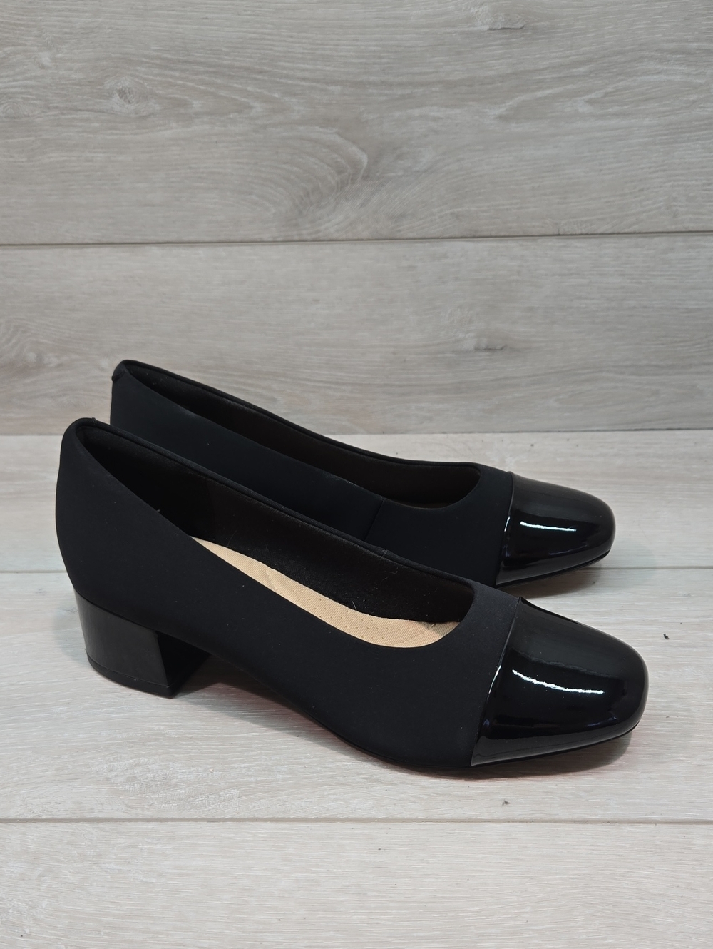 NEW Clarks Women Marilyn Sara Black Block Heel Pumps -Elegant Dress Shoes Sz 9M